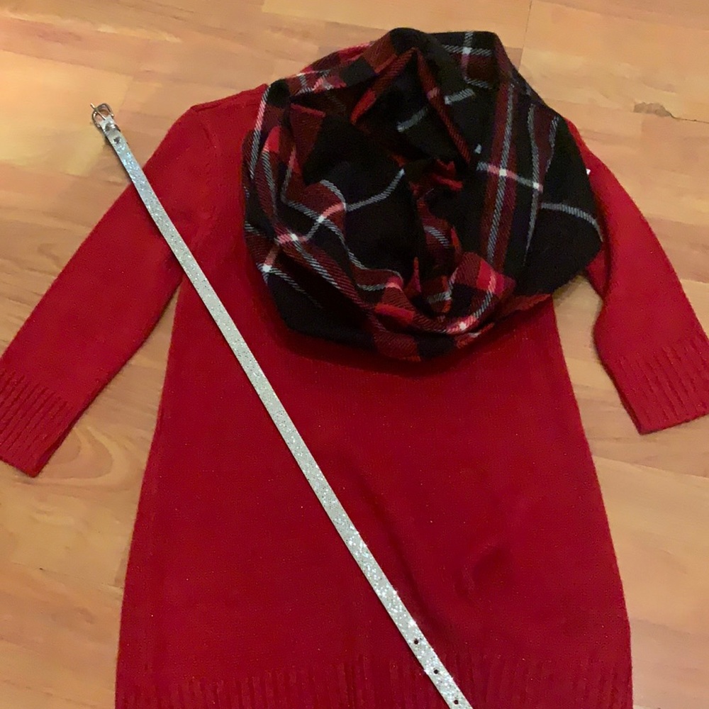 Girls Res long sweater set, with matching scarf and belt